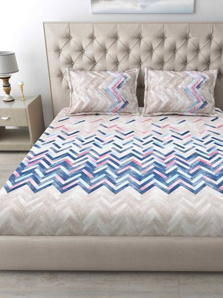 Mafatlal 186 TC Cotton King Geometric Flat Bedsheet