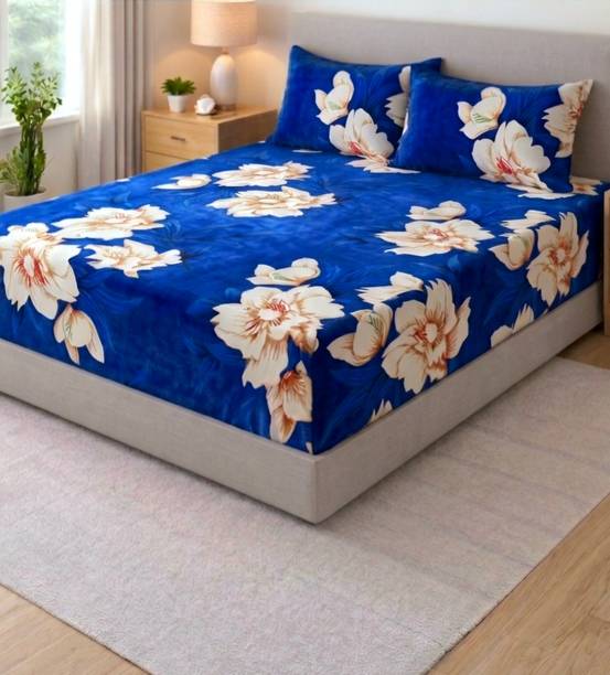 H A MOSARI CENTRE Bamboo Cotton Double Flat 250 TC Self Design 1 AC Bedsheet with 2 Pillow Covers