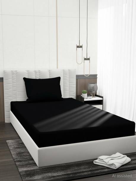 BROMWICK Microfiber Single Flat 220 TC Solid 1 Bedsheet with 2 Pillow Covers