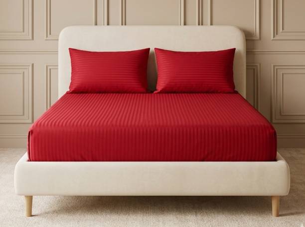 Linen & Loom Cotton King Fitted (Elastic) 200 TC Stripe...