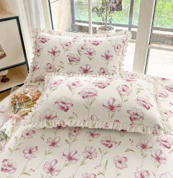 EDELLE Cotton King Fitted (Elastic) 300 TC Printed 1 Bedsheet