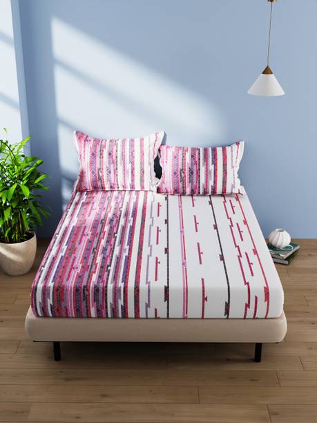 Bianca 144 TC Cotton Double Striped Flat Bedsheet