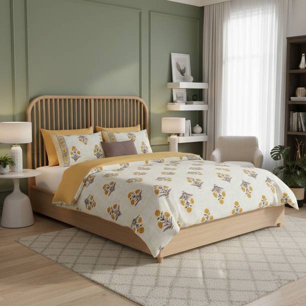 MIRAAYE Cotton King Flat 400 TC Geometric 1 Bedsheet