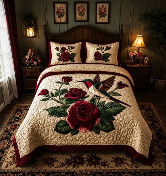 MADHAV HOMESTYLISH Polycotton King Flat 400 TC 7D Digital 1 Summer Bedsheet with 2 Pillow Covers