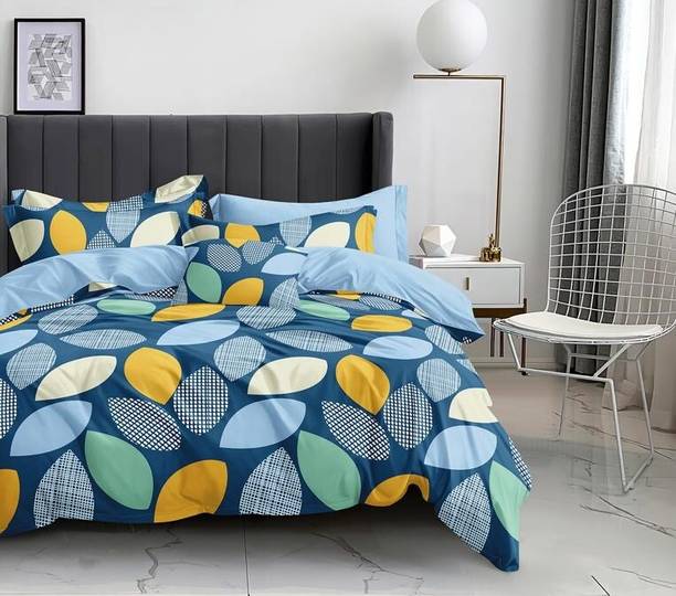 Cotton King Flat 210 TC Printed 1 Summer Bedsheet with 2 Pillow Covers