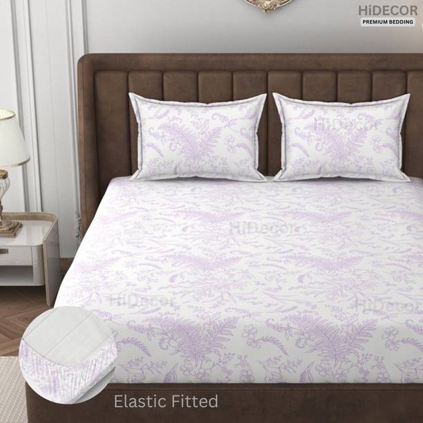 HIDECOR 280 TC Microfiber Double, King Floral Fitted (Elastic) Bedsheet