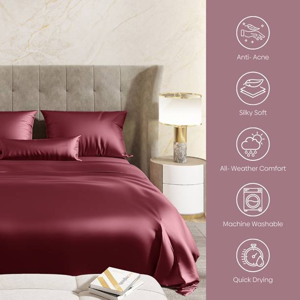 haus & kinder 300 TC Satin Double Solid Flat Bedsheet