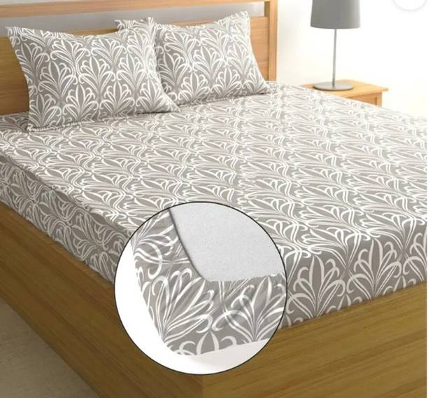 SHOPHOX Cotton King Fitted (Elastic) 210 TC Printed 1 B...