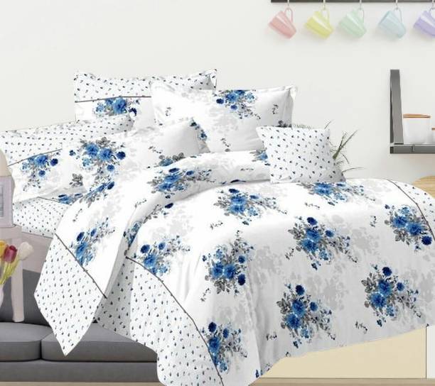 RUMFOT 240 TC Cotton Single Floral Flat Bedsheet