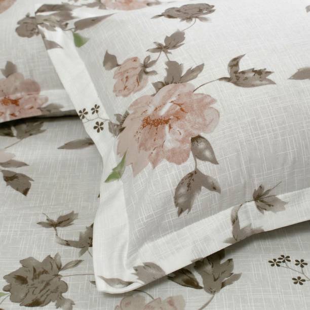 Huesland Cotton Double Flat 144 TC Floral 1 Bedsheet with 2 Pillow Covers