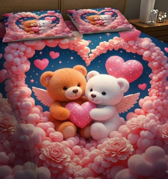 Parijatinternational Cotton Double Flat 220 TC Printed 1 Summer Bedsheet with 2 Pillow Covers