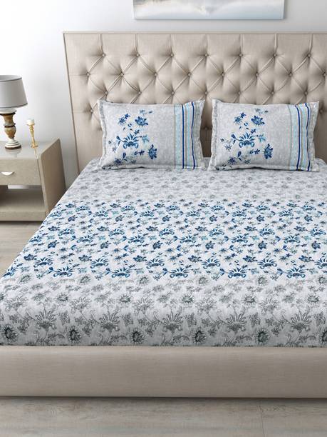 Mafatlal Cotton King Flat 186 TC Floral Bedsheet