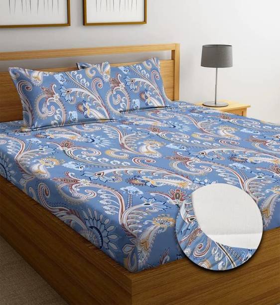 STEDO 250 TC Cotton Double Floral Fitted (Elastic) Bedsheet