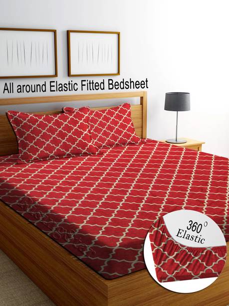 RisingStar 350 TC Cotton Double Striped Fitted (Elastic) Bedsheet