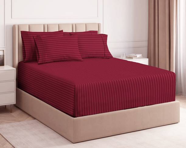 BSB HOME Cotton King Fitted (Elastic) 220 TC Solid Beds...