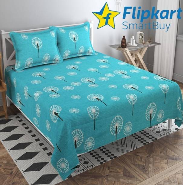 Flipkart SmartBuy 220 TC Cotton King Floral Flat Bedsheet