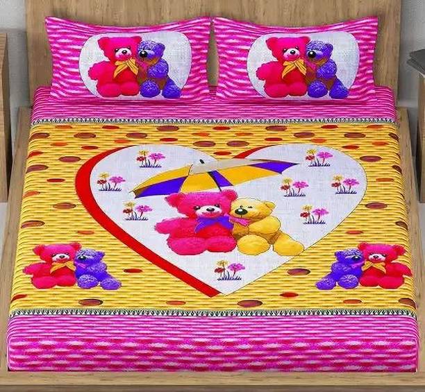 Poorak 104 TC Cotton Double Printed Flat Bedsheet