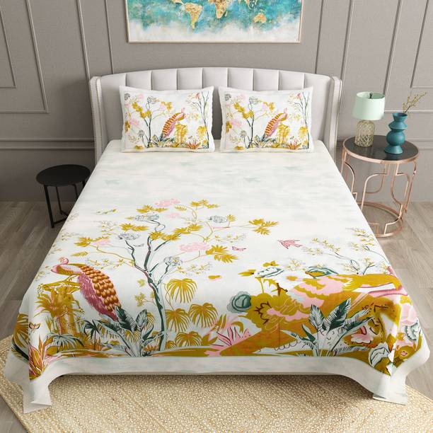 BELLA CASA 180 TC Cotton King Printed Flat Bedsheet