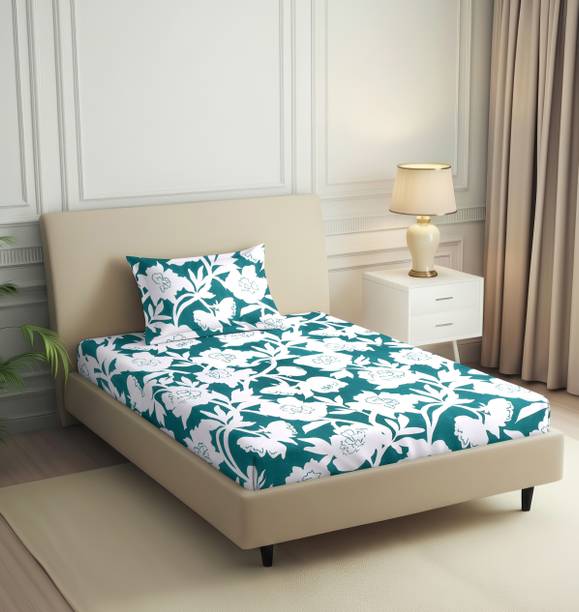 STEDO Cotton Single Flat 250 TC Floral 1 Summer Bedsheet