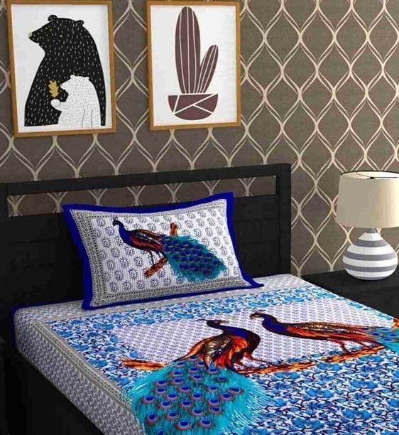 KAANY FAB Cotton Single Flat 144 TC Jaipuri Prints Beds...