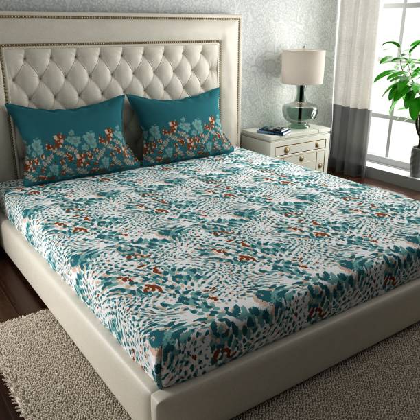 TRIDENT 120 TC Cotton Double Abstract Flat Bedsheet