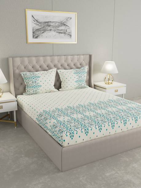 Raymond Home Cotton King Flat 210 TC Geometric Bedsheet