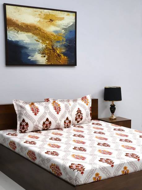 Bombay Dyeing 164 TC Microfiber Double Floral Flat Bedsheet