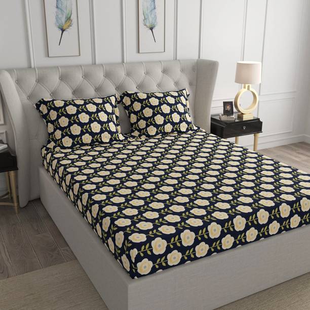 TRIDENT 120 TC Microfiber Double Floral Flat Bedsheet