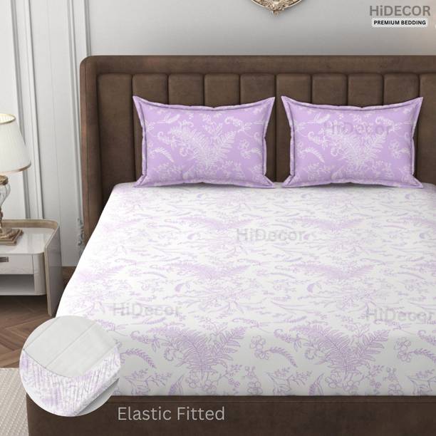 HIDECOR 280 TC Microfiber Double, King Floral Fitted (Elastic) Bedsheet