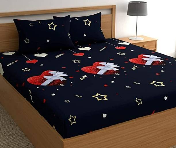 Decorum 180 TC Polycotton Double 3D Printed Flat Bedsheet