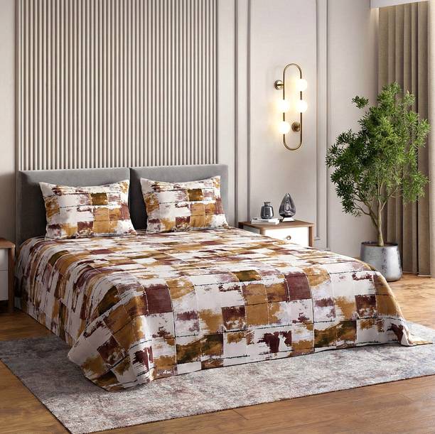 CARLTON LONDON Microfiber Queen Flat 140 TC Printed Bedsheet