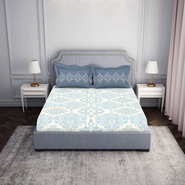 SPACES Cotton King Fitted (Elastic) 144 TC Paisley Bedsheet