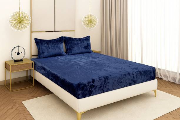 BLUEDOT Velvet King Fitted (Elastic) 300 TC Solid Bedsheet