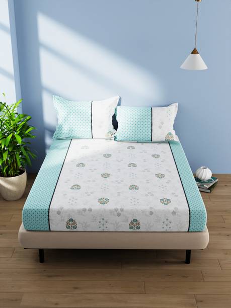 Bianca 144 TC Cotton Double Floral Flat Bedsheet