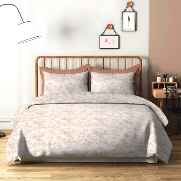 Bombay Dyeing Cotton King Flat 164 TC Floral 1 Bedsheet with 2 Pillow Covers