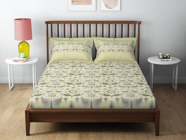 SPACES 132 TC Cotton Queen Printed Flat Bedsheet