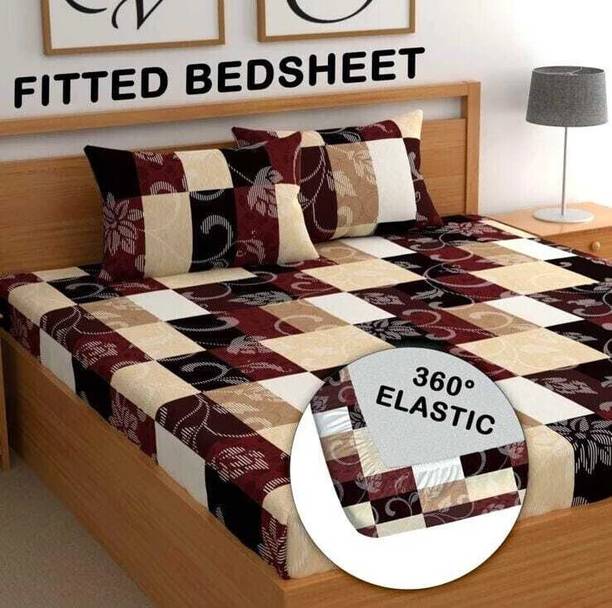 TrueBuy Cotton Double Fitted (Elastic) 310 TC Printed B...