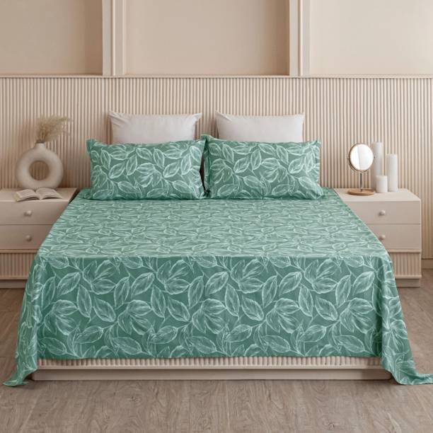 HOMEMONDE Cotton King Flat 210 TC Printed 1 Bedsheet with 2 Pillow Covers