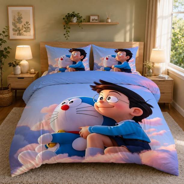 DECORWELL Cotton King Flat 220 TC Cartoon 1 Bedsheet