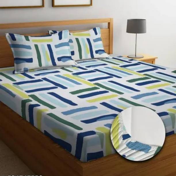 CREATURE Cotton Double Fitted (Elastic) 144 TC Printed Bedsheet