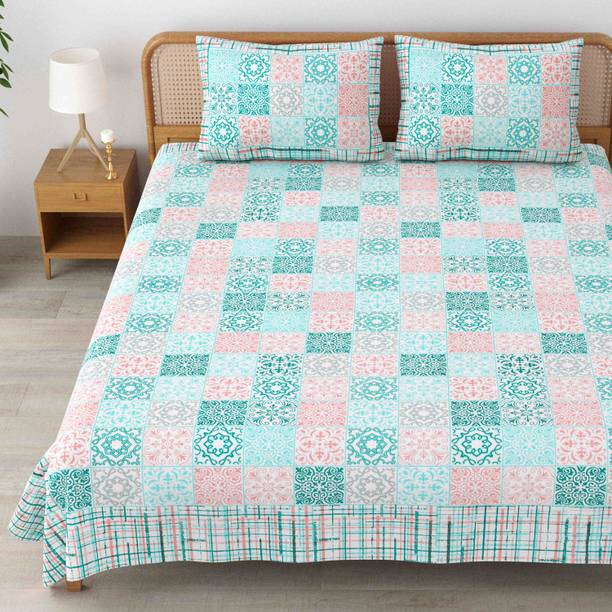 Mafatlal 144 TC Cotton King Floral Flat Bedsheet