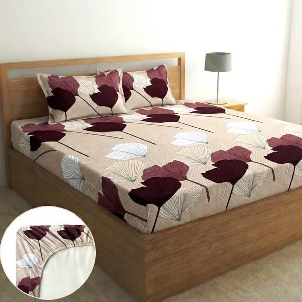Fashion String Microfiber Double Fitted (Elastic) 120 TC Floral Bedsheet