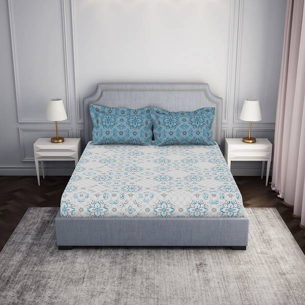 SPACES 144 TC Cotton King Paisley Fitted (Elastic) Bedsheet