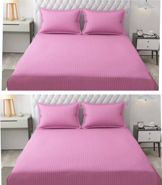 Knc comfywave 240 TC Polycotton Queen Striped Flat Bedsheet