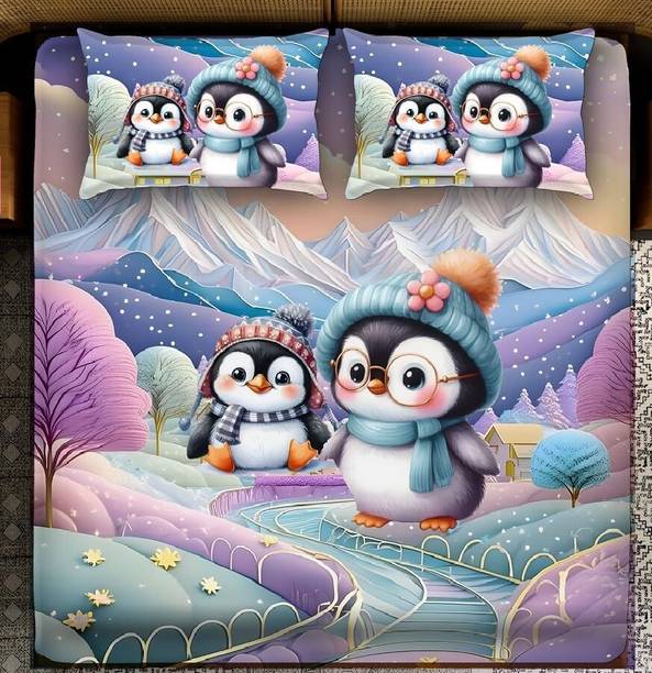 Goodrik Cotton King Flat 300 TC Cartoon Bedsheet