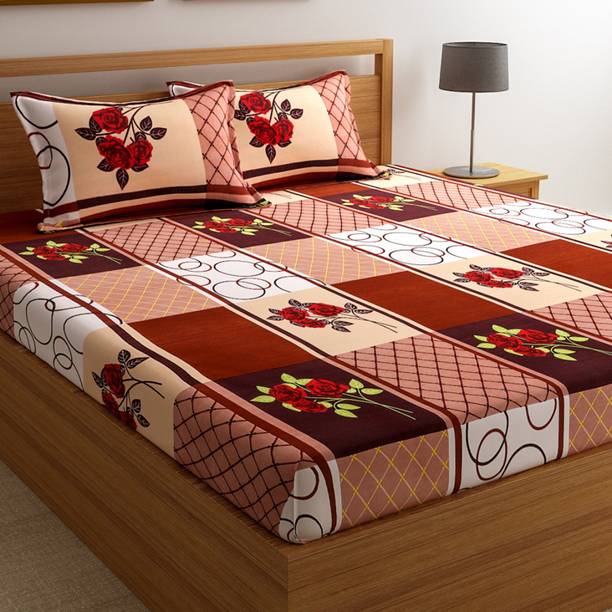 ROMEE 144 TC Polycotton Double Floral Flat Bedsheet