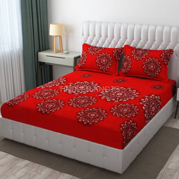 TINDLER KNOTS Microfiber Double Flat 210 TC Floral 1 Bedsheet wit