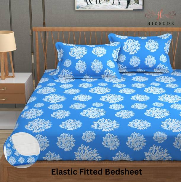 HIDECOR Microfiber King Fitted (Elastic) 280 TC Polka 1 Bedsheet with 2 Pillow Covers