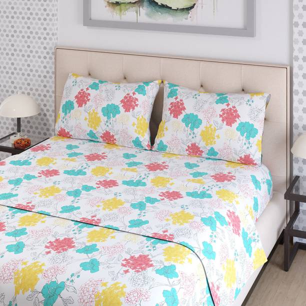 Layers Cotton Double Flat 144 TC Printed Bedsheet