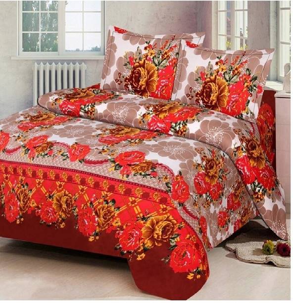 Angel Homes 144 TC Cotton Double Floral Flat Bedsheet